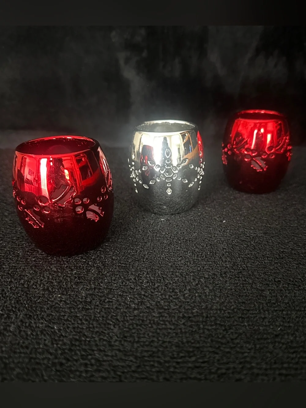 Red & Silver Candle Holders